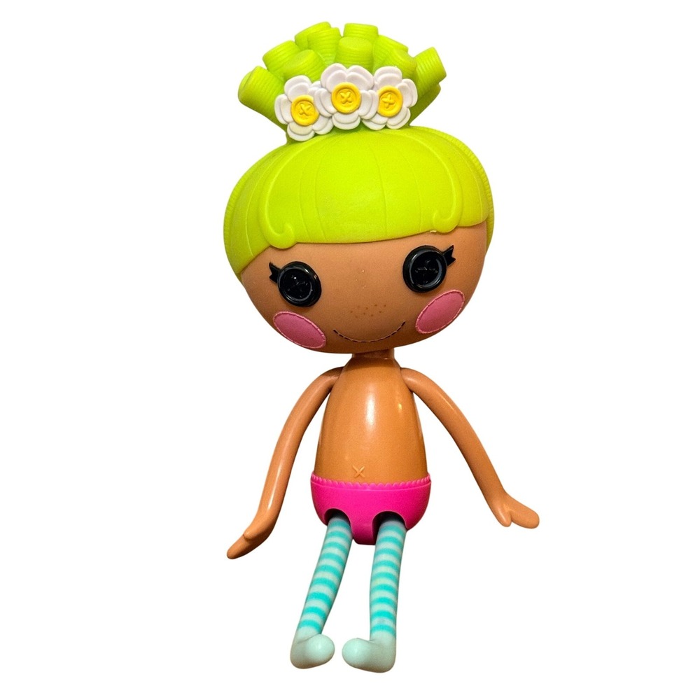 Lalaloopsy Doll Pix E. Flutters Neon Green Hair Pink Bottoms Blue Striped Legs